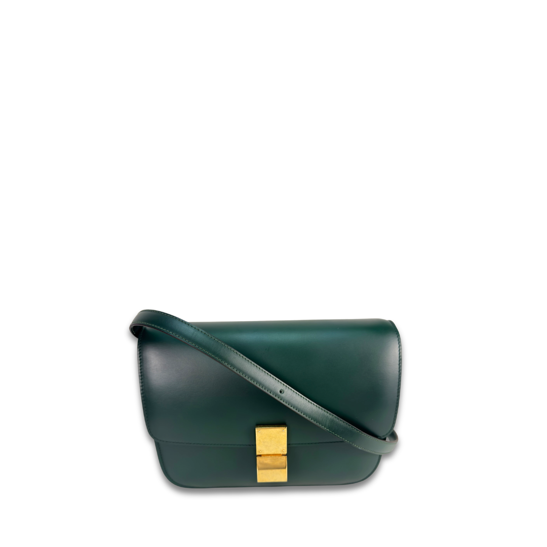 Celine Dark Green Small Calfskin Box Bag