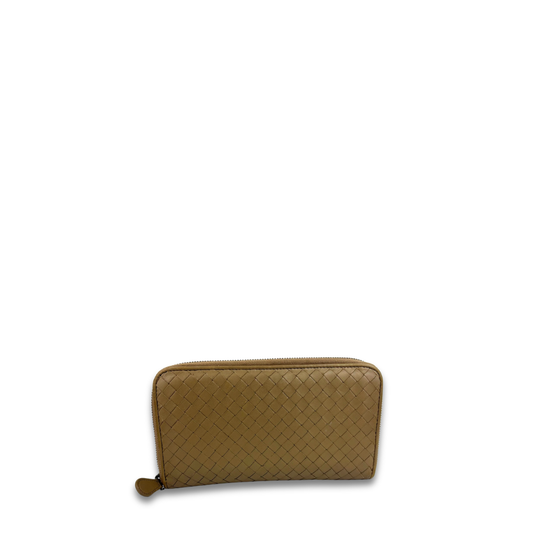 Bottega Taupe Zip Around Wallet