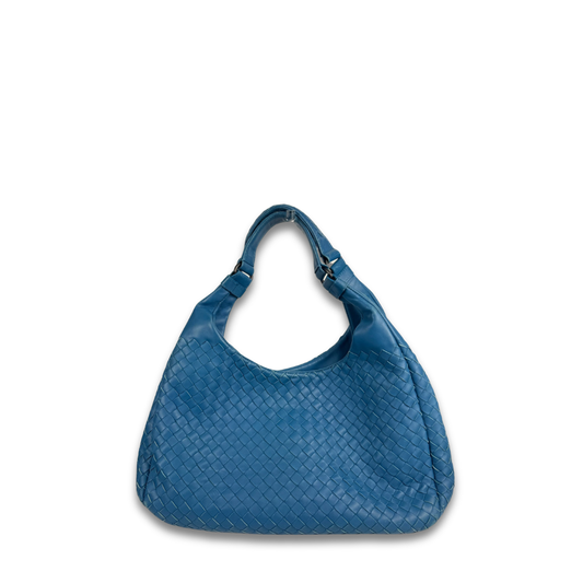 Bottega Blue Intrecciato Campana Shoulder Bag
