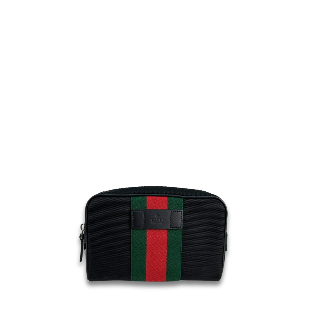 Gucci Black Techno Canvas Web Belt Bag