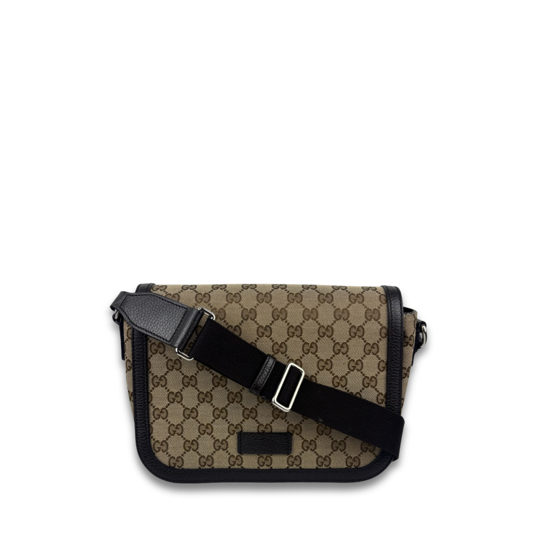 Gucci Brown Original GG Canvas Magnetic Flap Messenger