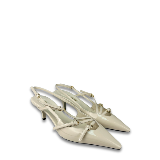 Miu Miu White Patent Leather Slingbacks - Size 36