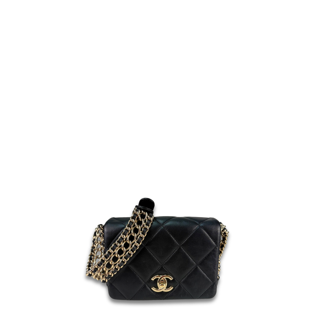 Chanel Quilted Chain Rows Mini Flap Bag