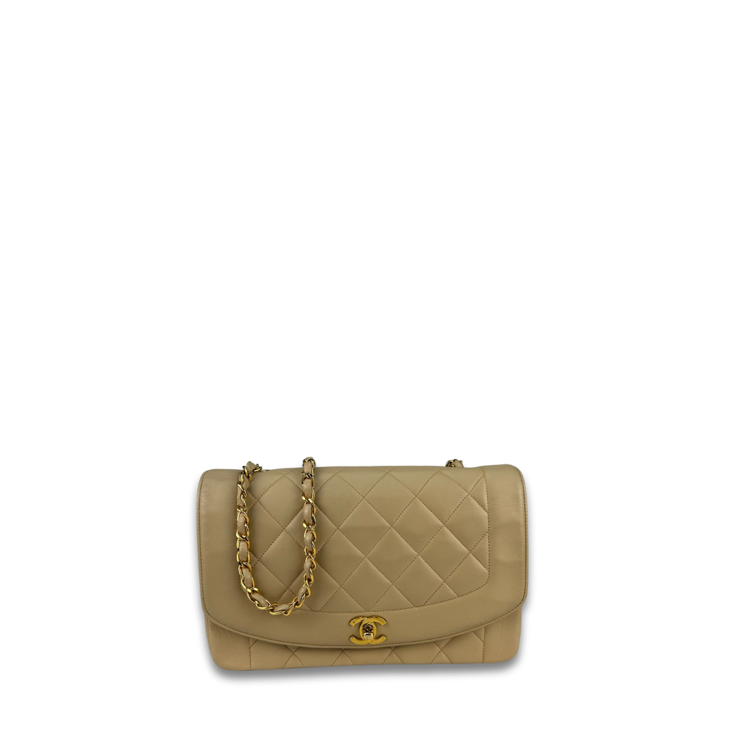 Chanel Beige Lambskin Medium Diana