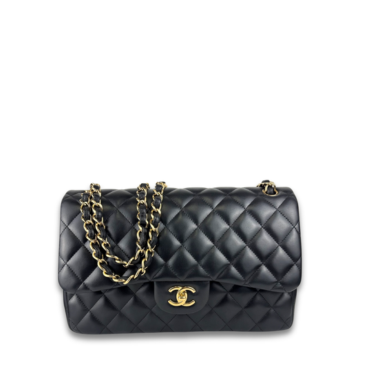 Chanel Black Lambskin Classic Jumbo Double Flap