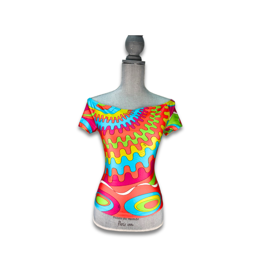 Emilio Pucci Neon Off The Shoulder Top - Size Small