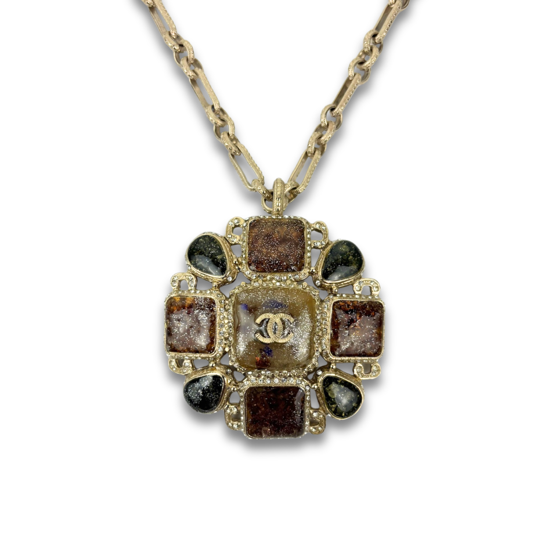 Chanel Multicolor Enamel Pendant Necklace