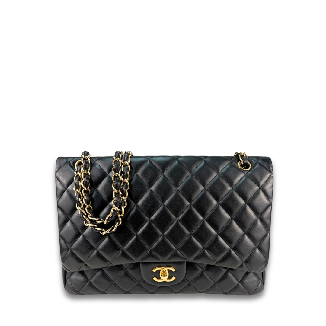 Chanel Black Lambskin Maxi Single Flap