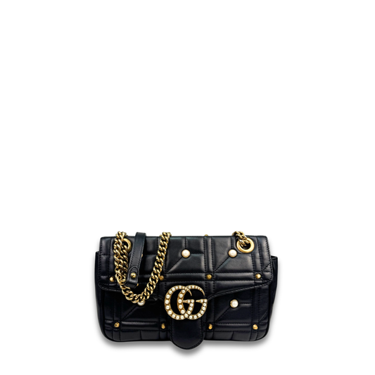Gucci Studded Pearl Marmont Shoulder Bag