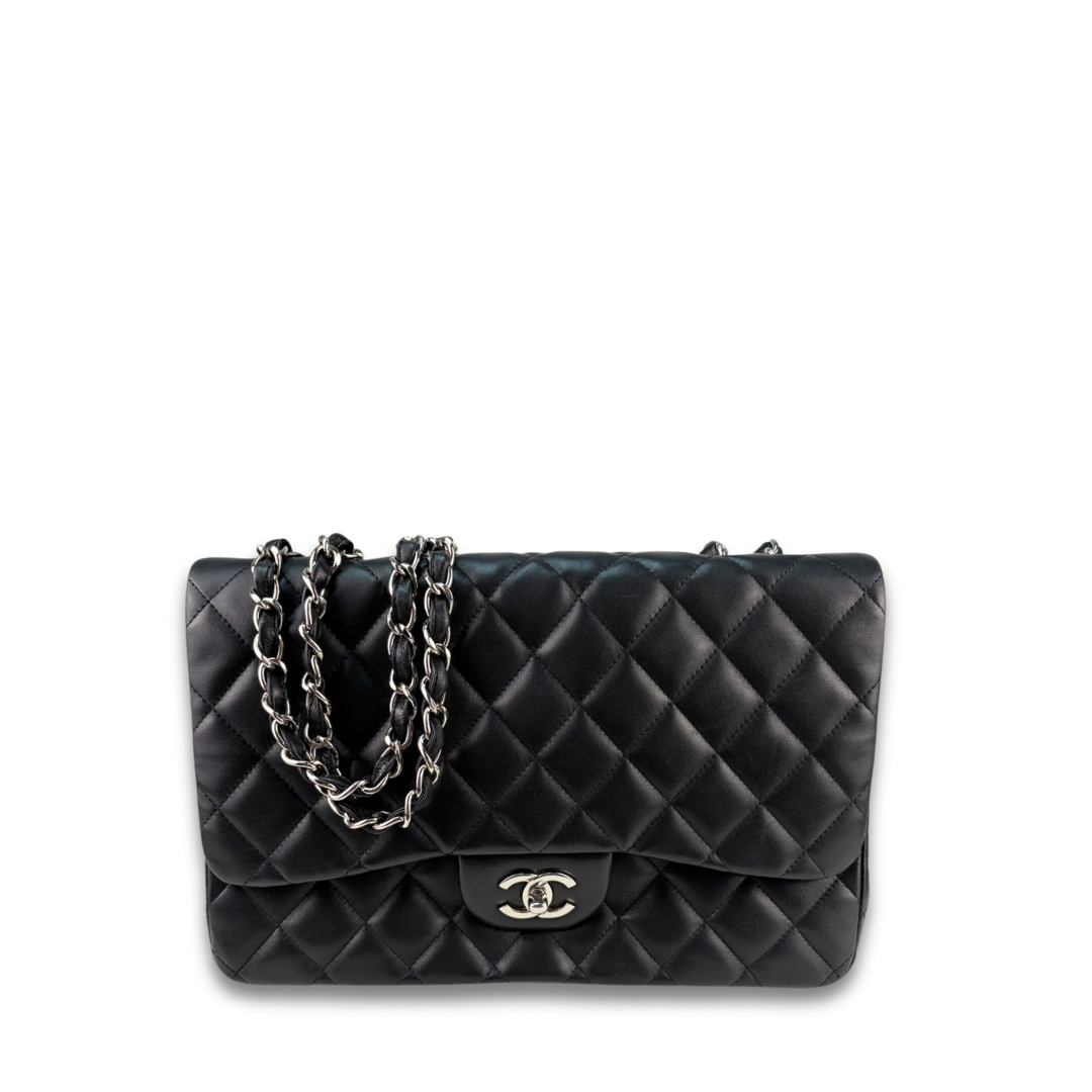 Chanel Black Lambskin Jumbo Single Flap