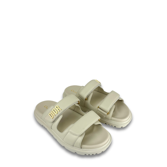 Dior White Lambskin Dioract Slides - Size 37.5