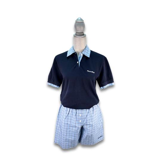 Miu Miu Plaid Polo and Boxer Set