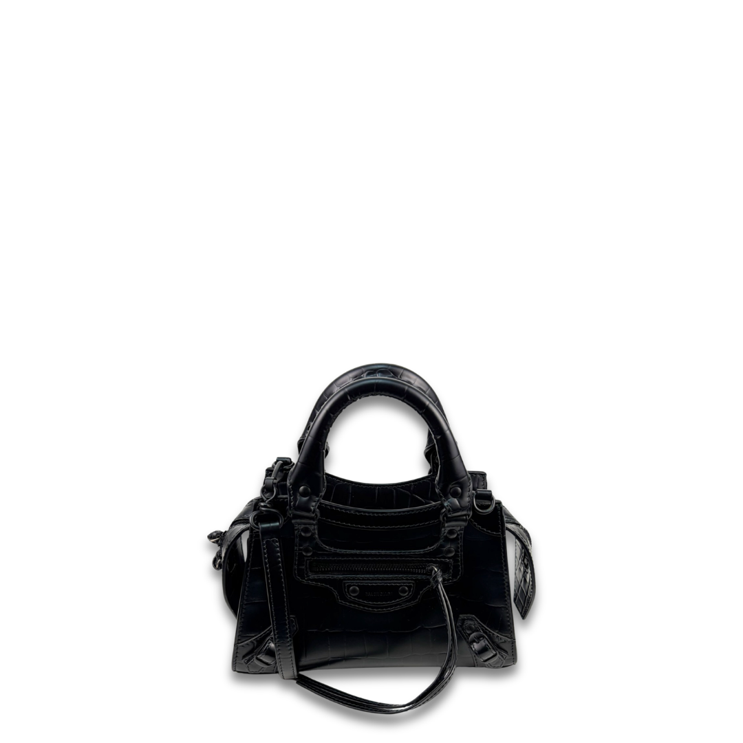 Balenciaga Matte Croc-Embossed Neo Classic City Bag