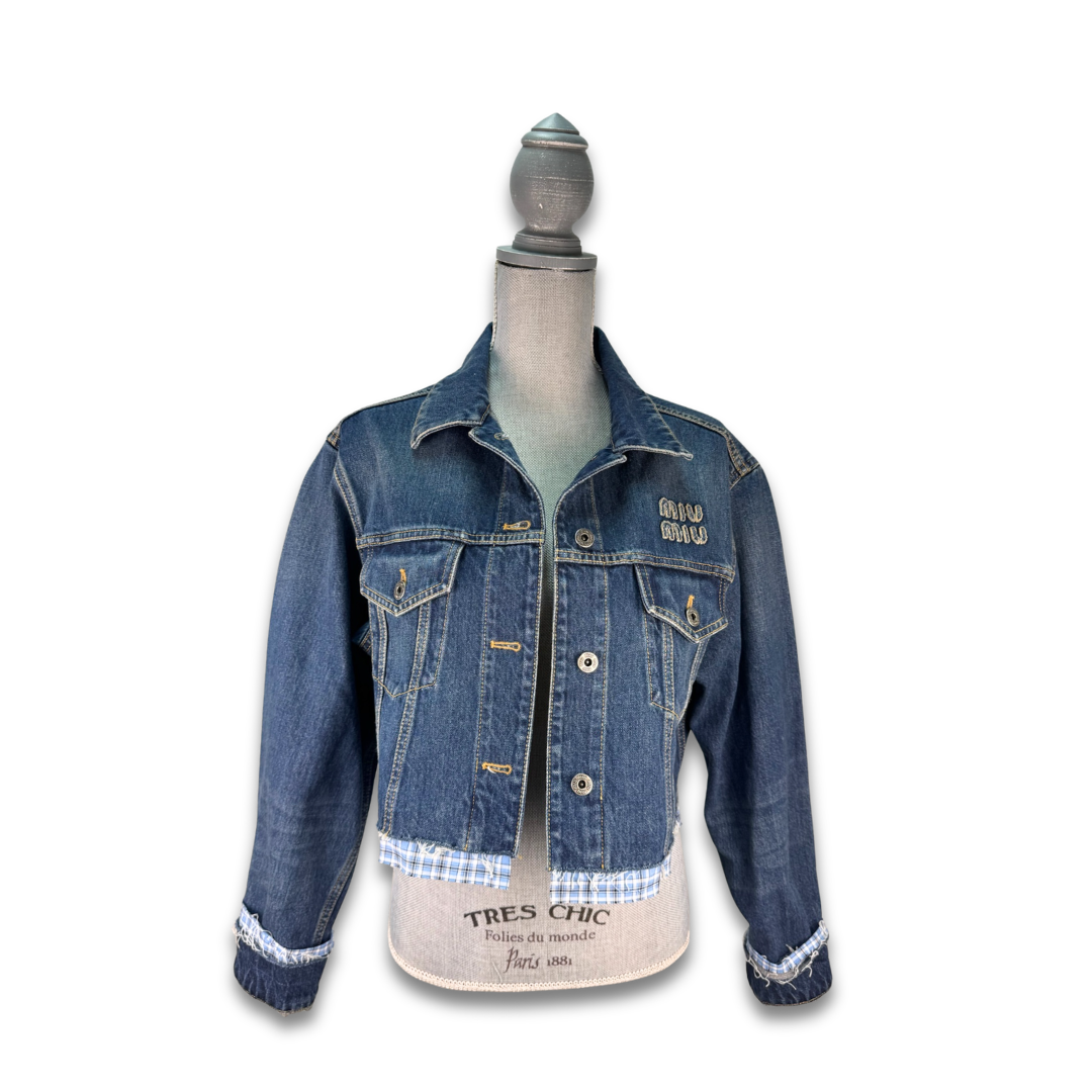 Miu Miu Cropped Denim Trucker Jacket - Size 36