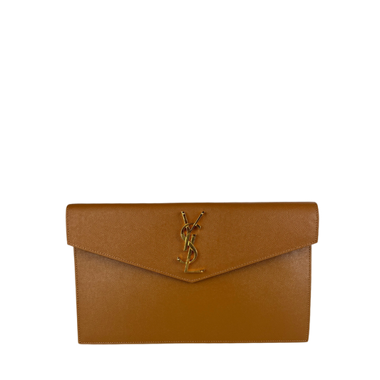 YSL Tan Uptown Clutch