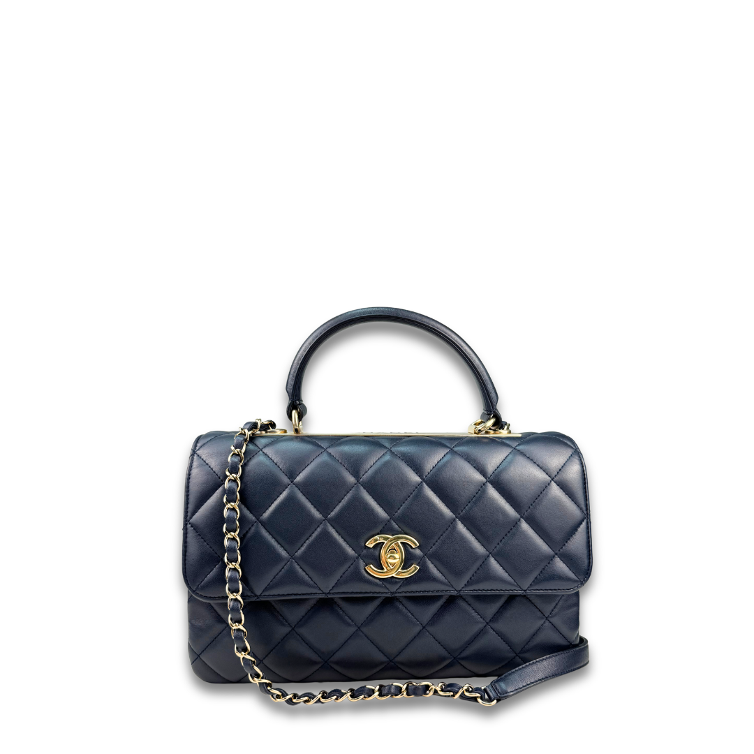 Chanel Navy Blue Medium Trendy Top Handle