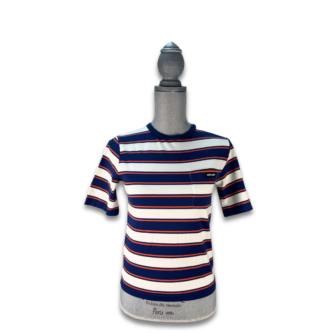 Miu Miu Striped Pocket Tee - Size XS