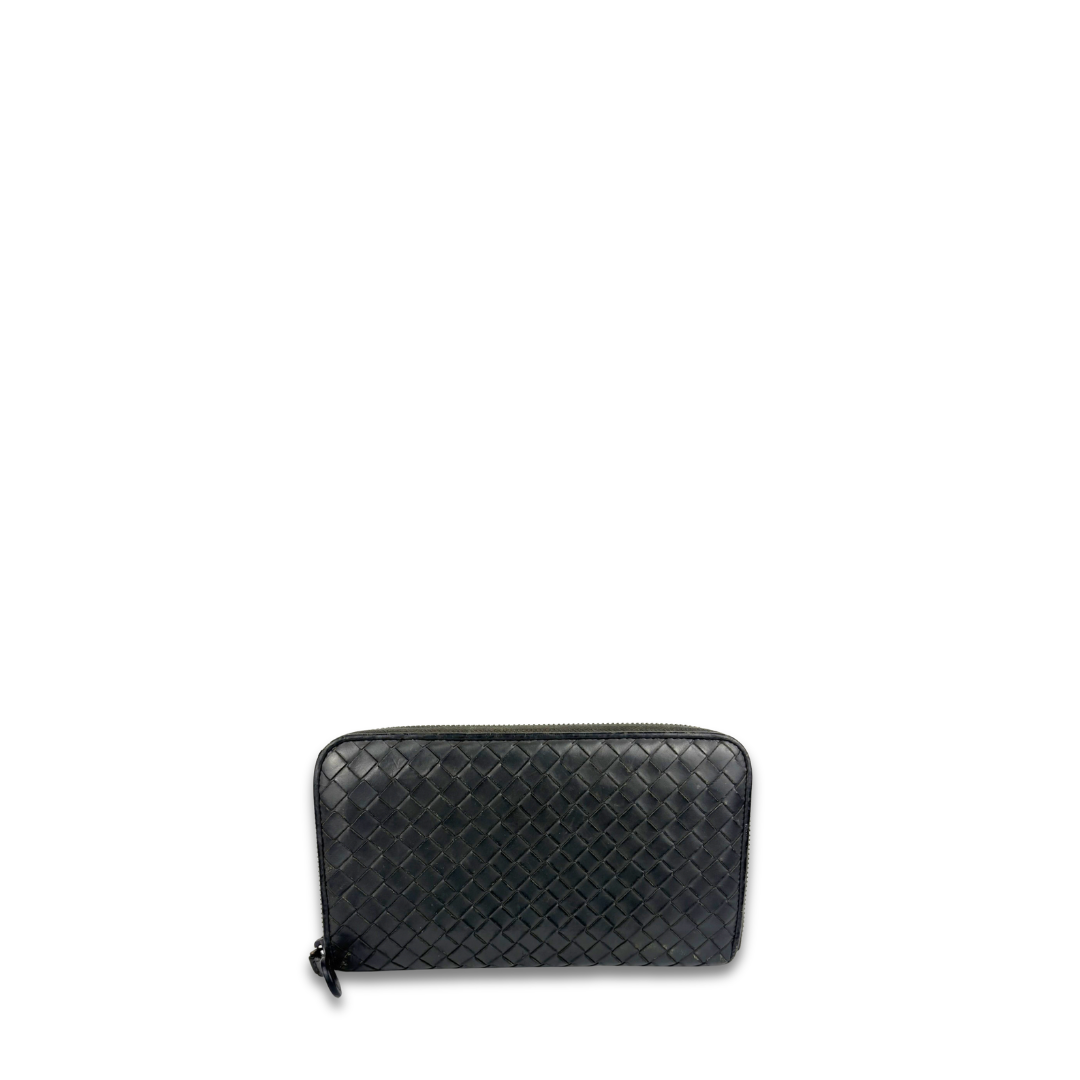 Bottega Veneta Intrecciato Grey Zip Around Wallet