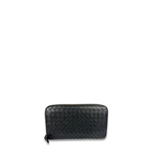 Bottega Veneta Intrecciato Grey Zip Around Wallet
