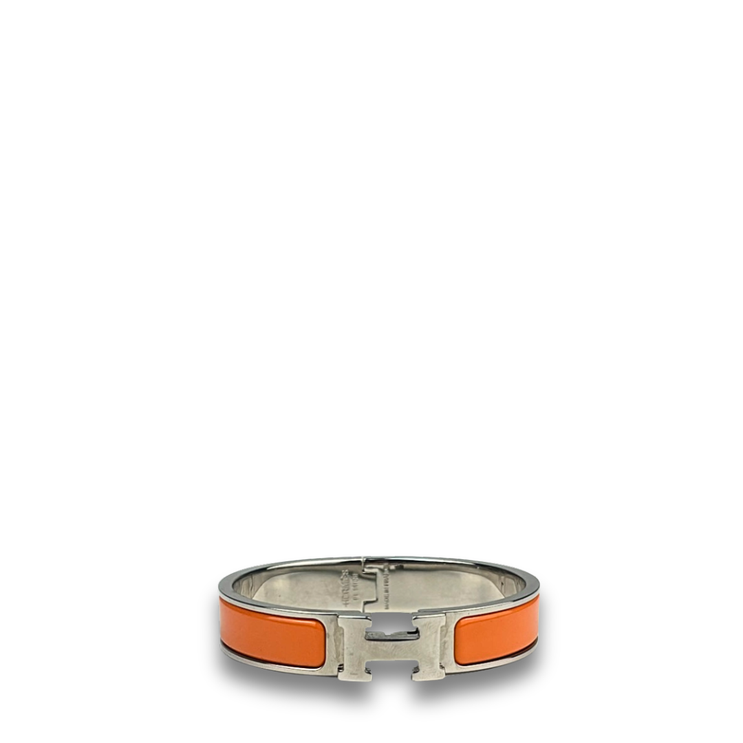 Hermès Orange/Palladium Clic H Bracelet
