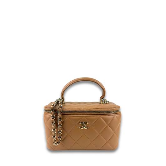 Chanel Tan Classic Small Top Handle Vanity