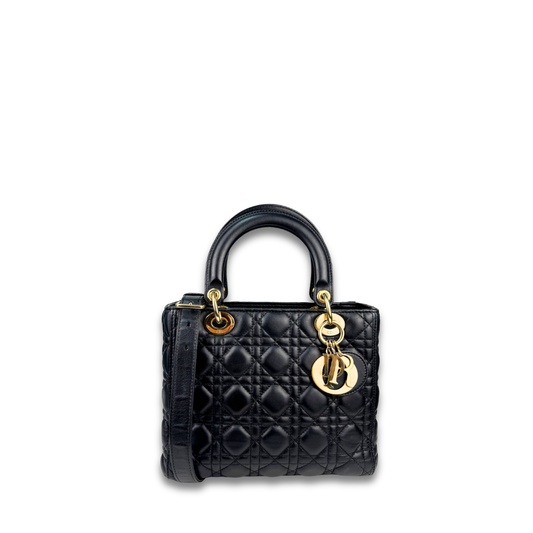 Dior Black Lambskin Medium Lady Dior