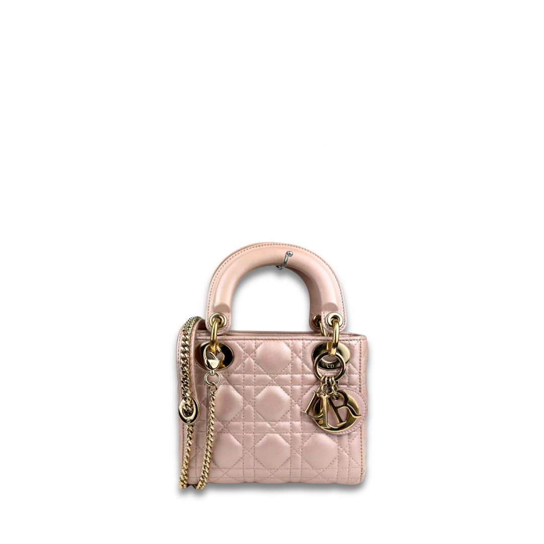 Dior Metallic Rose Gold Mini Lady Dior