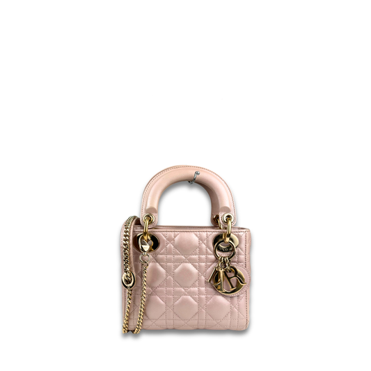 Dior Metallic Rose Gold Mini Lady Dior