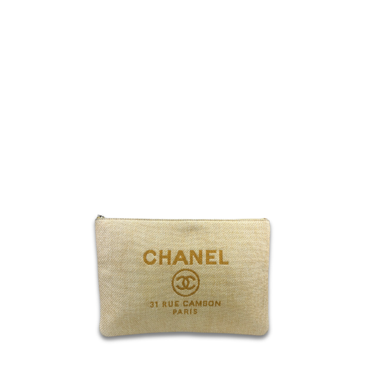 Chanel Canvas Deauville Zipper Pouch