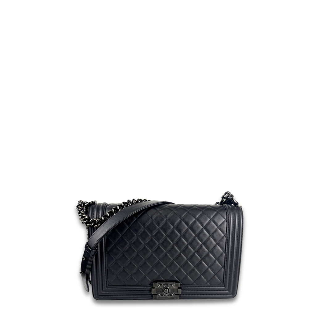 Chanel So Black Large Quilted Calfskin Boy Bag