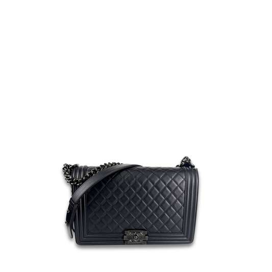 Chanel So Black Large Quilted Calfskin Boy Bag