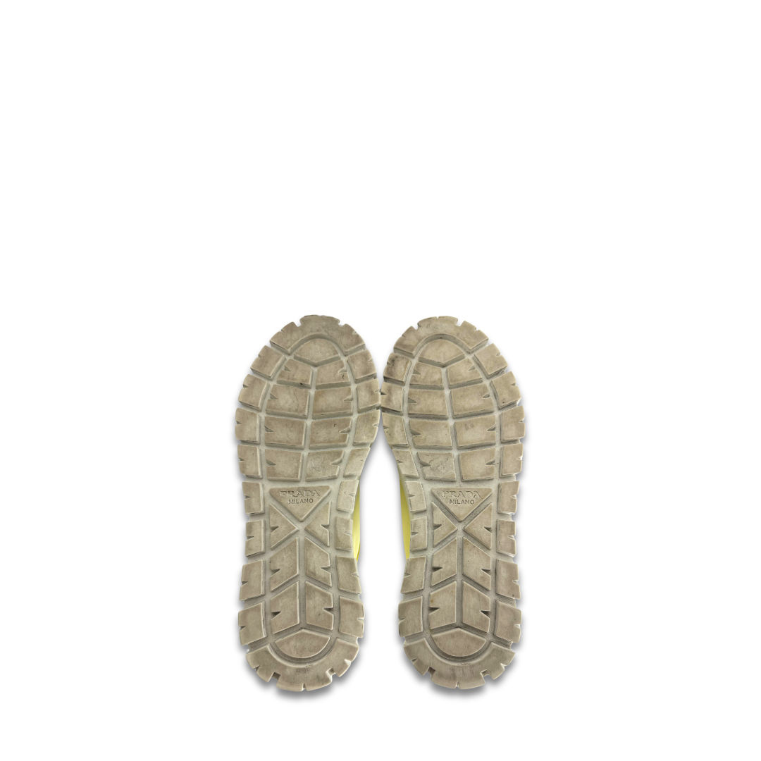 Prada Yellow Nylon Wheel Platform Sneakers - Size 37.5