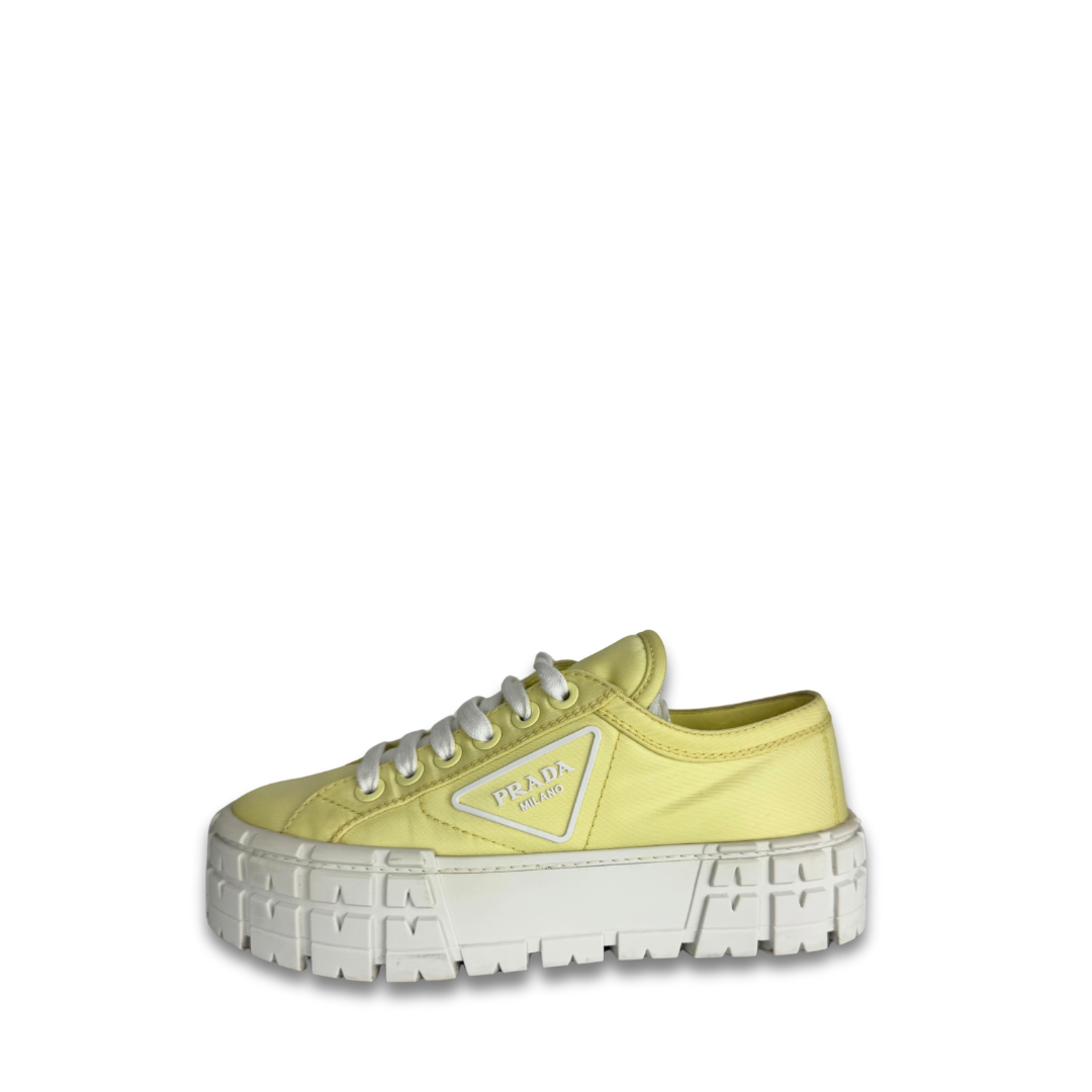 Prada Yellow Nylon Wheel Platform Sneakers - Size 37.5