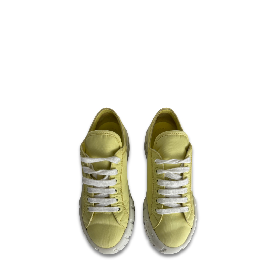 Prada Yellow Nylon Wheel Platform Sneakers - Size 37.5