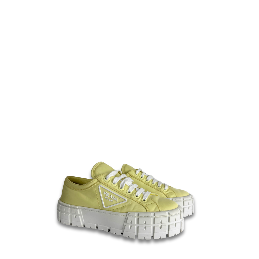 Prada Yellow Nylon Wheel Platform Sneakers - Size 37.5