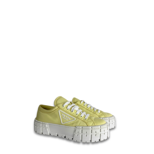 Prada Yellow Nylon Wheel Platform Sneakers - Size 37.5