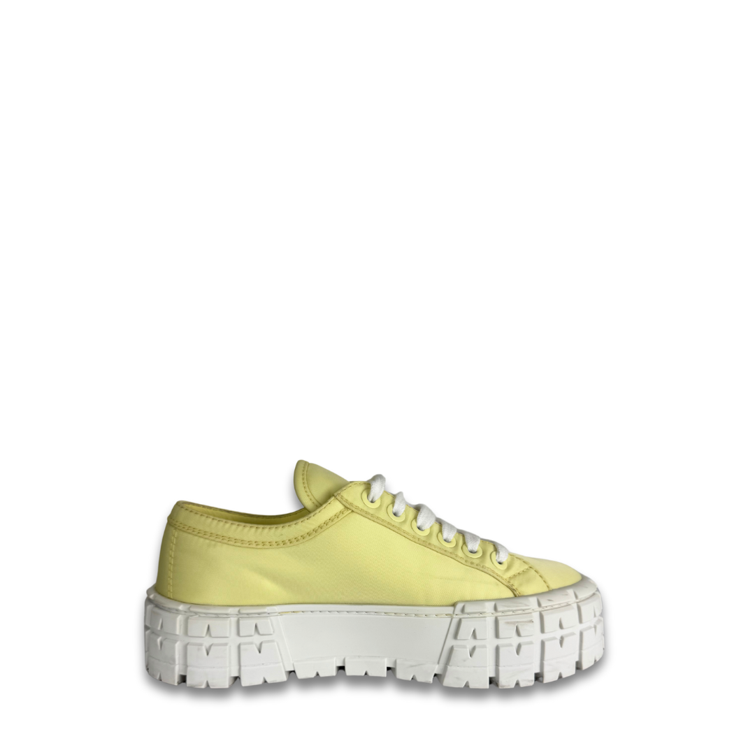 Prada Yellow Nylon Wheel Platform Sneakers - Size 37.5