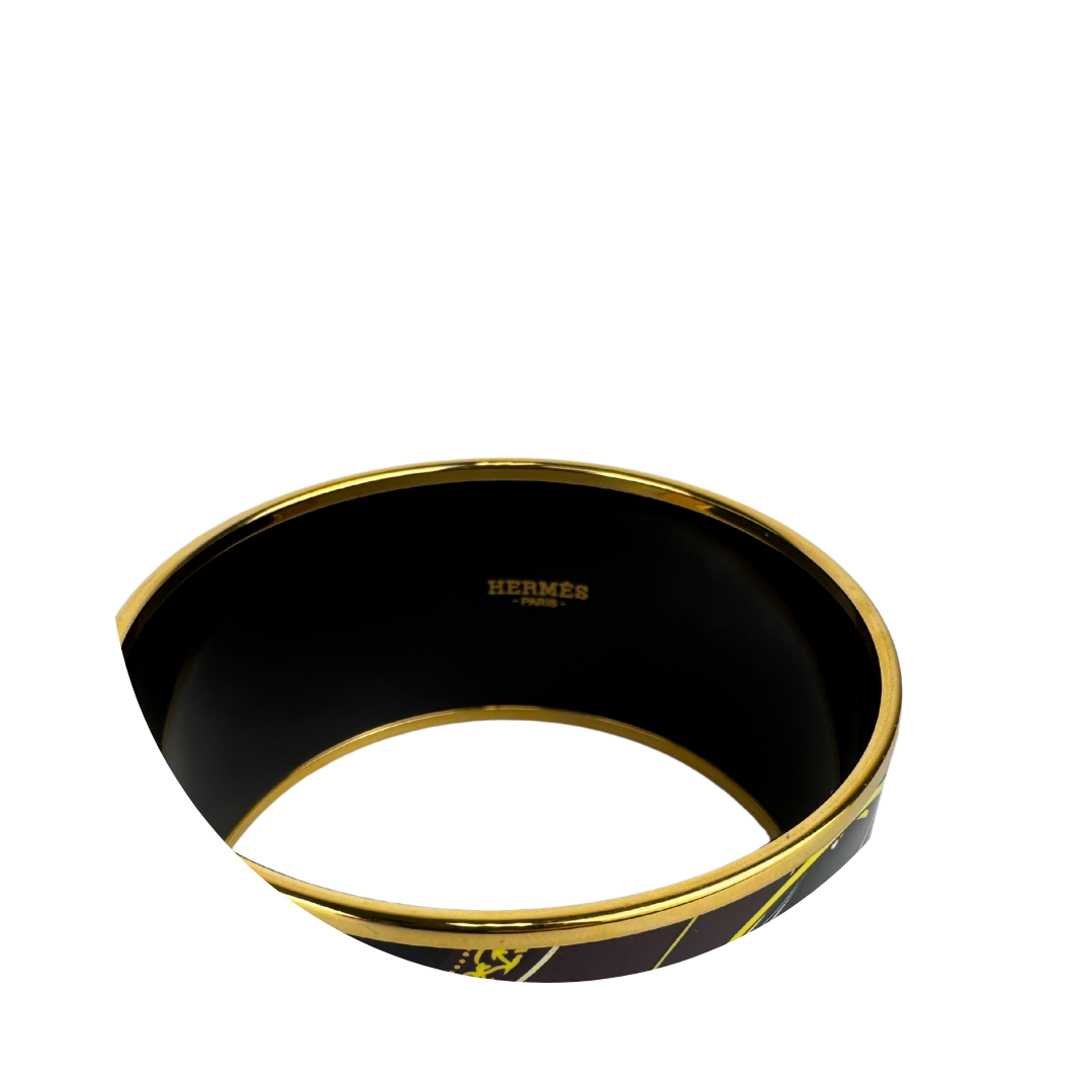Hermès Extra Wide Black Enamel Bangle