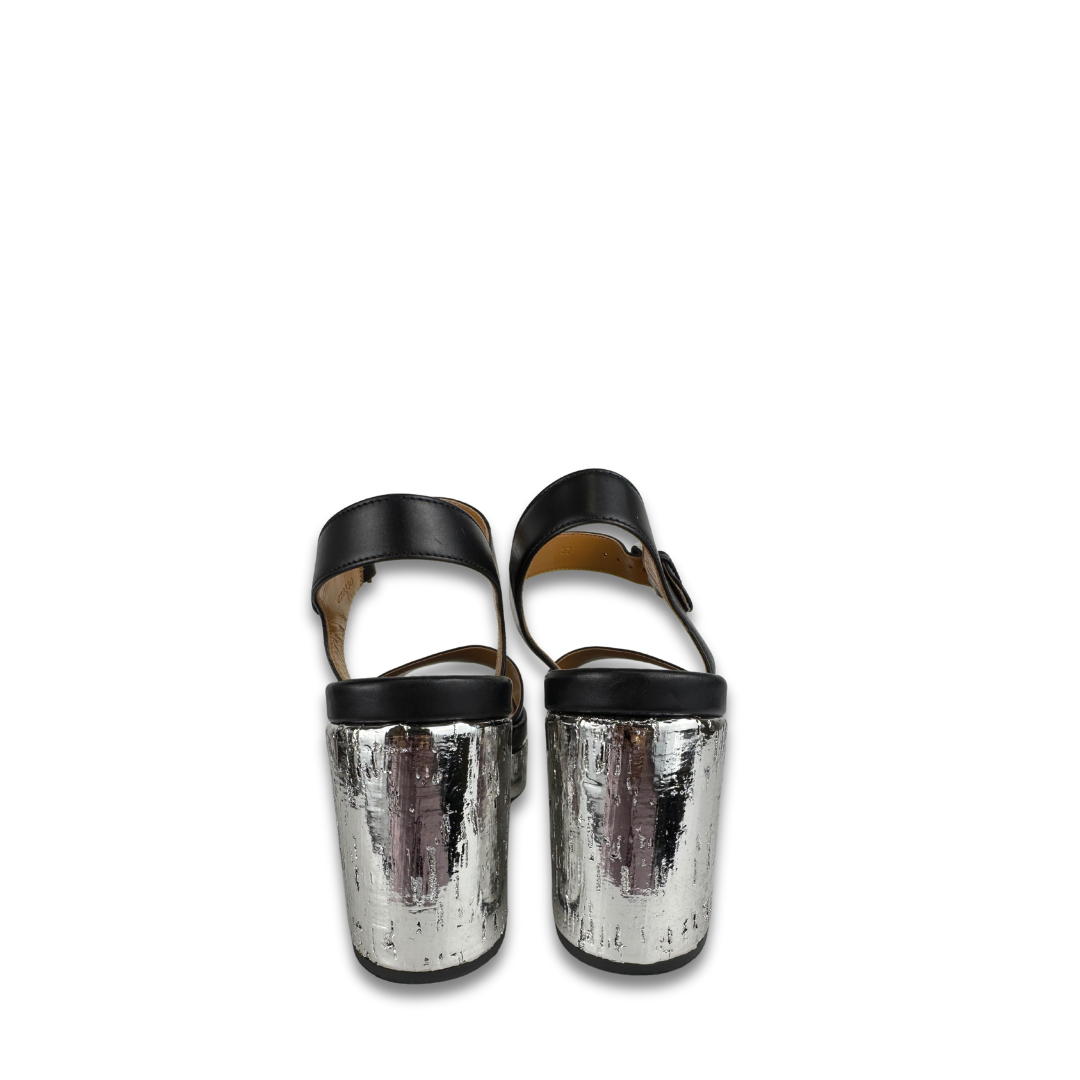 Chloe Silver Cork Platform Sandals - Size 37