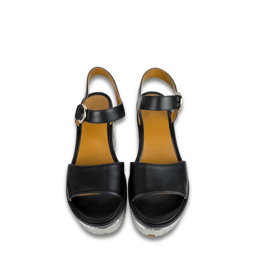 Chloe Silver Cork Platform Sandals - Size 37