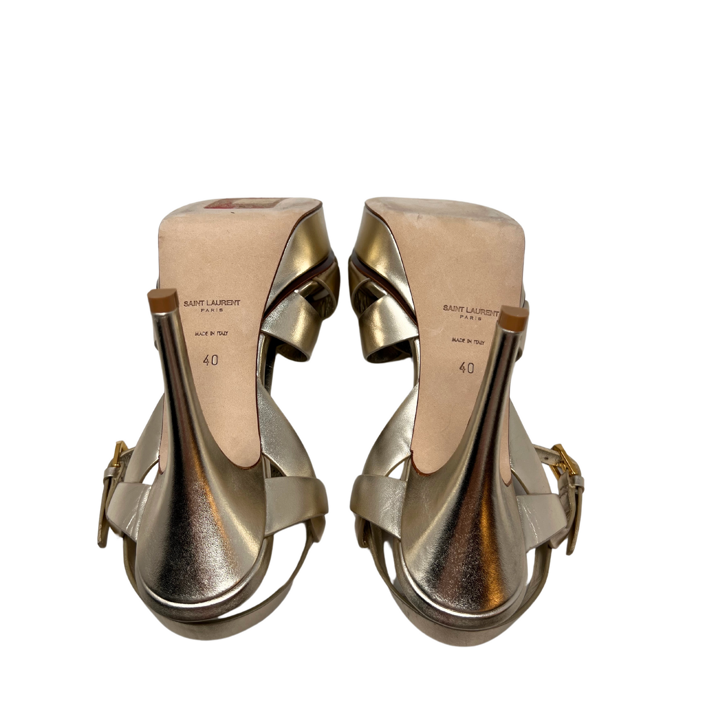 YSL Gold Tribute Platform Sandals 105mm - Size 40
