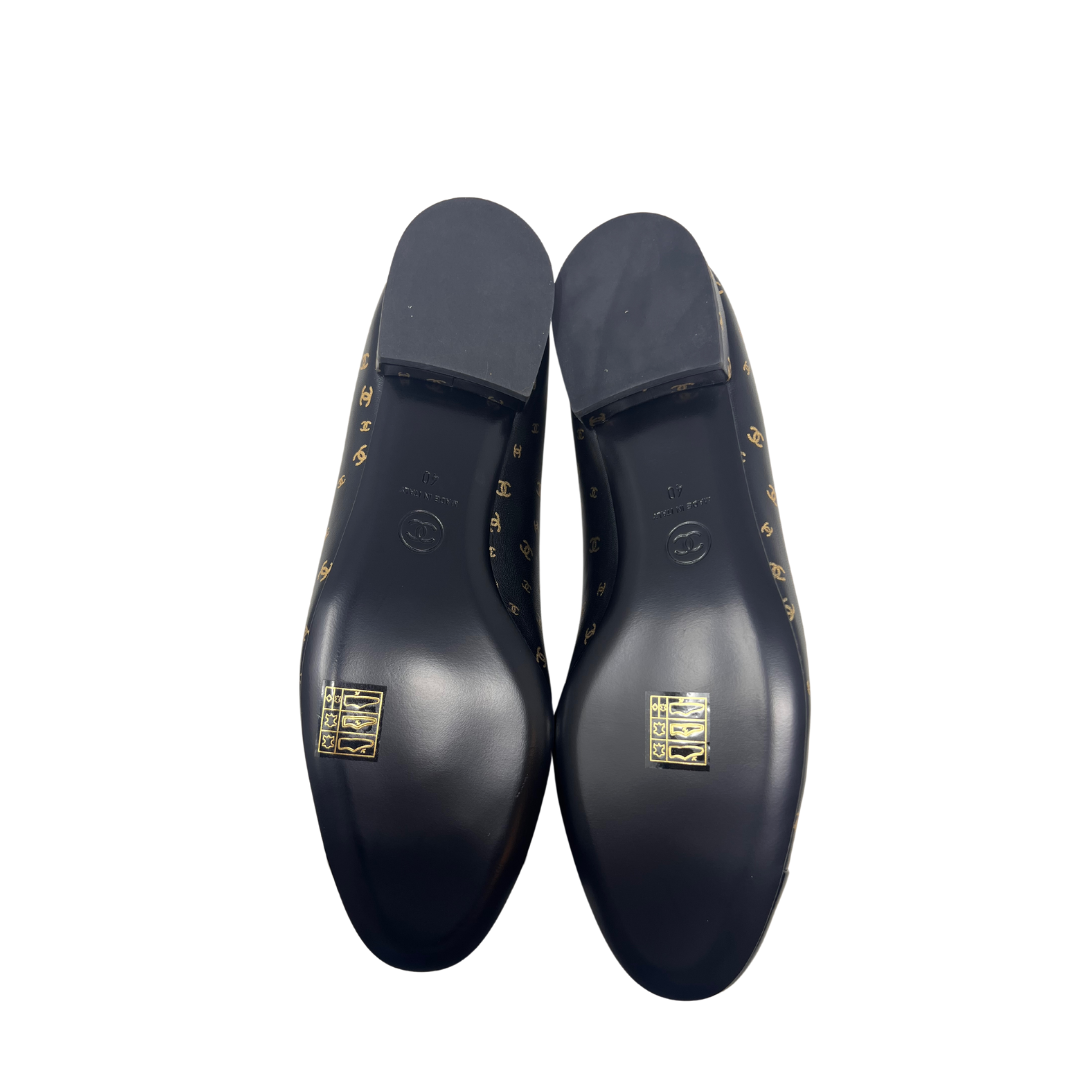 Chanel Interlocking CC Logo Ballet Flats - Size 40