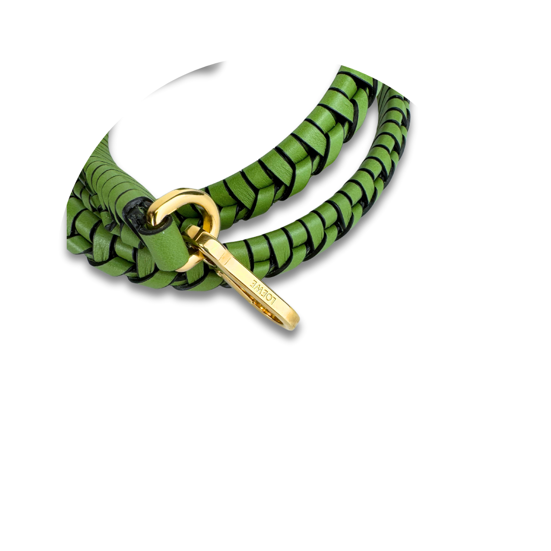 Loewe Green Leather Woven Spiral Strap