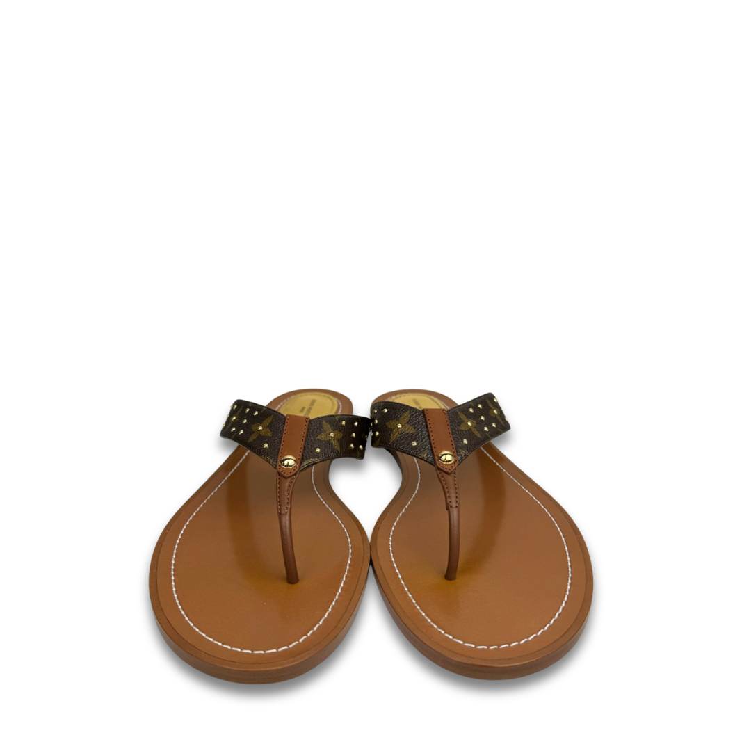 Louis Vuitton Monogram Studded Thong Sandal- Size 41