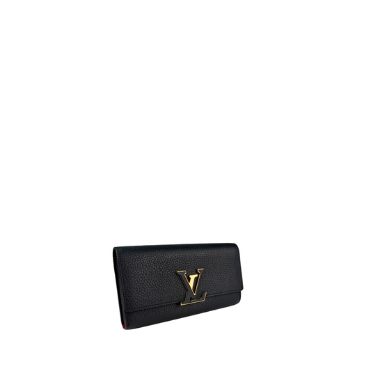 Louis Vuitton Black Capucines Flap Wallet