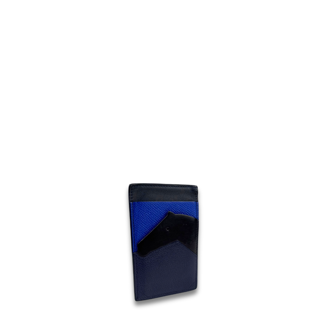 Hermes Blue Epsom Les Petits Chevaux Card Holder