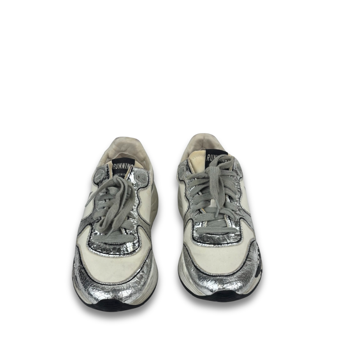 Golden Goose Running Sole White & Silver Sneaker - Size 38