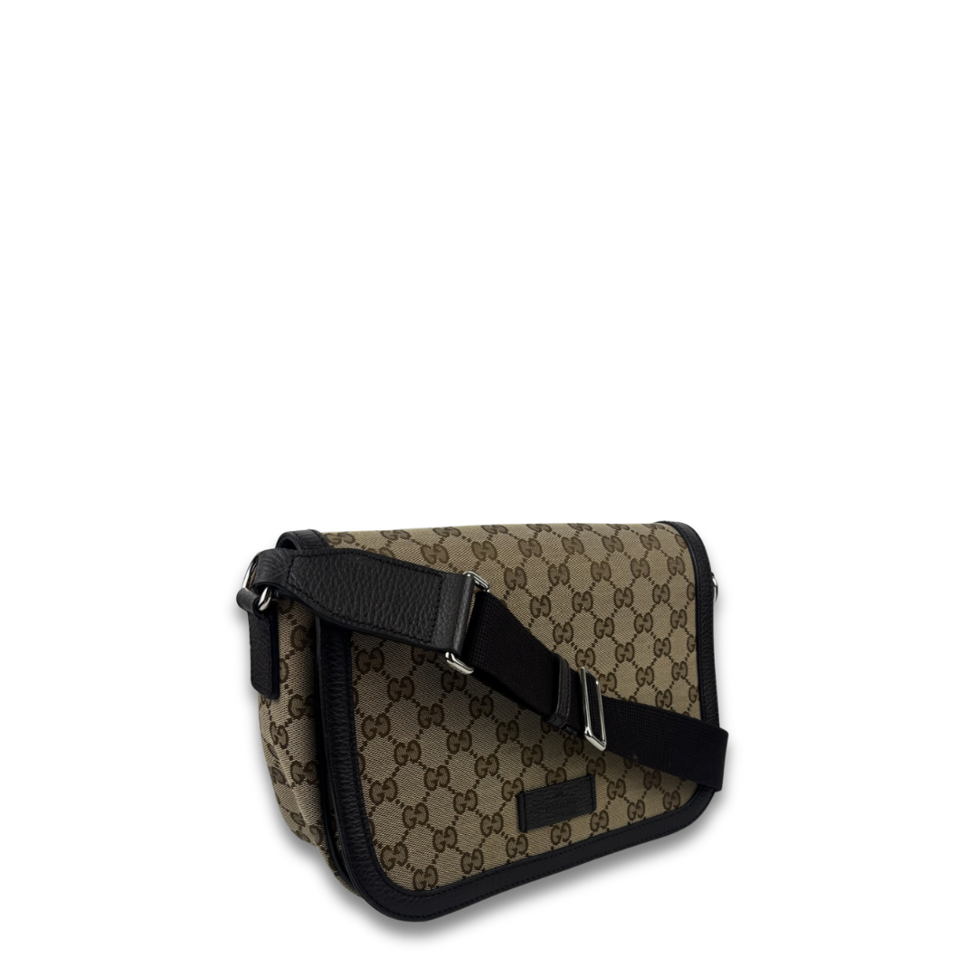 Gucci Brown Original GG Canvas Magnetic Flap Messenger