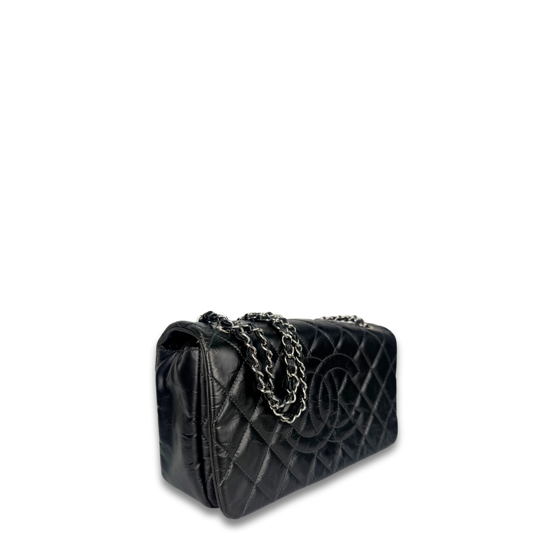 Chanel Black Quilted Glazed Calfskin Flap Shoulder Bag