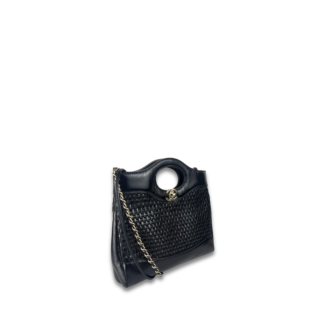 Chanel Black Woven Patent Mini 31 Shopping Bag
